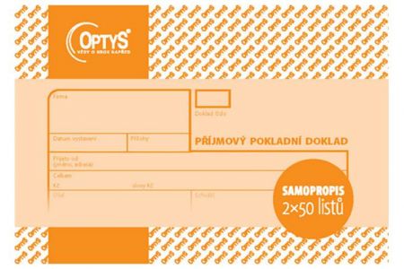 Příjmový doklad, A6, 2 × 50 listů, samopropisovací OPTYS 1091