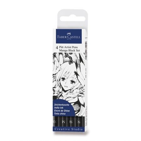 Popisovač Faber-Castell Pitt Artist Pen Manga 4 kusy, černé II