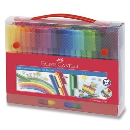 Dětské fixy Faber-Castell Connector taška, 60 barev