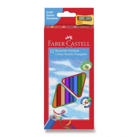 Pastelky Faber-Castell trojhranné 12 barev + ořezávátko