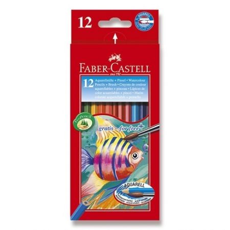 Akvarelové pastelky Faber-Castell 12 barev + štětec