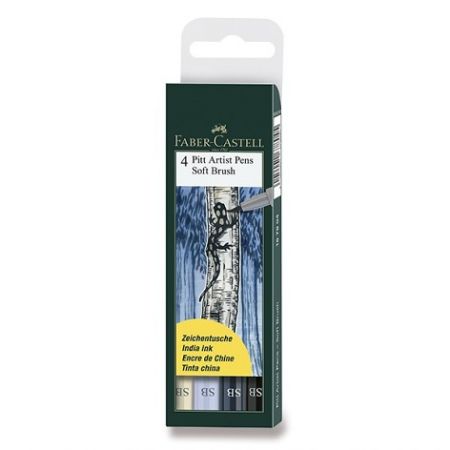 Popisovač Faber-Castell Pitt Artist Pen Soft Brush 4 kusy