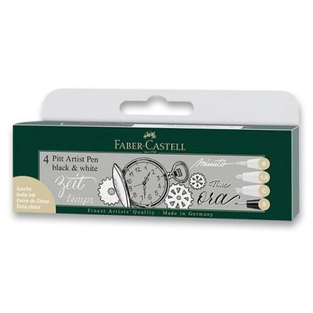 Popisovač Faber-Castell Pitt Artist Pen 4 kusy, black &amp; white