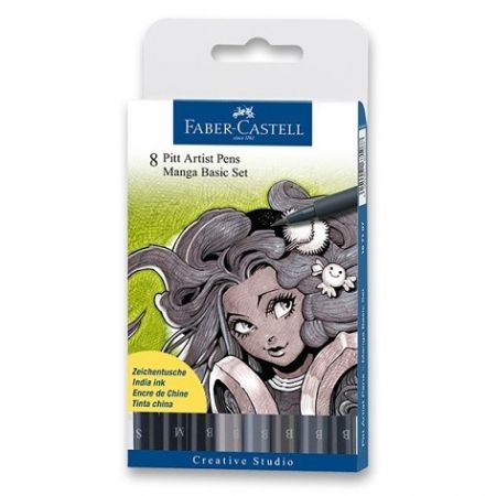 Popisovač Faber-Castell Pitt Artist Pen Manga 8 kusů, Manga Basic