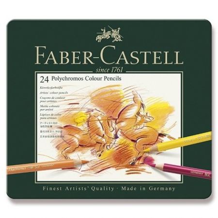 Pastelky Faber-Castell Polychromos plechová krabička, 24 barev