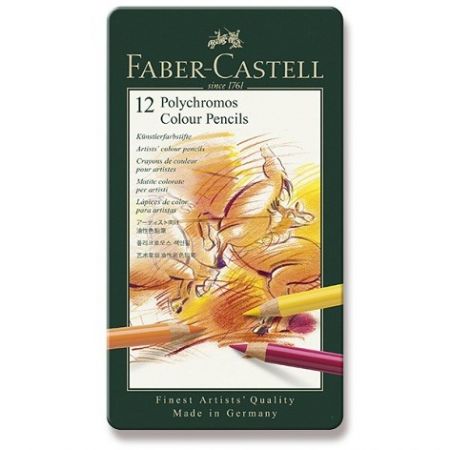 Pastelky Faber-Castell Polychromos plechová krabička, 12 barev