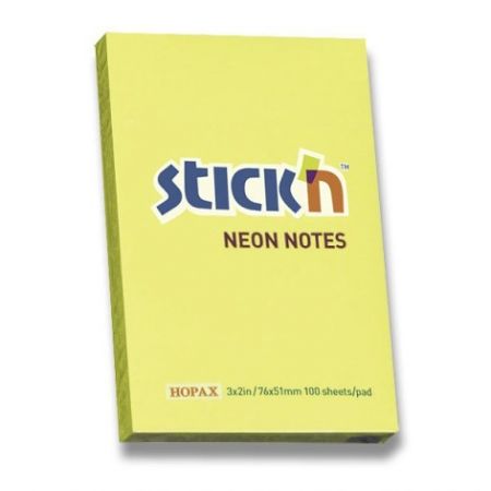 Samolepicí bloček Hopax Stick’n Notes Neon žlutý