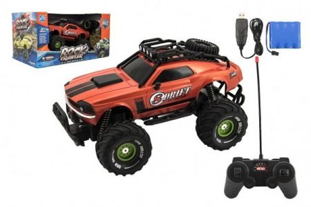 Auto RC plast 25cm OFF-ROAD 2,4GHz na baterie se světlem v krabici 36x19x20,5cm