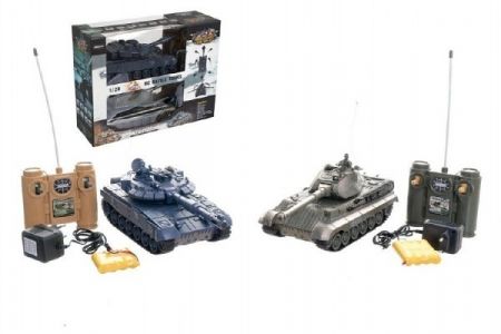 Tank RC 2ks 36cm+dobíjecí pack tanková bitva se zvukem se světlem v krabici