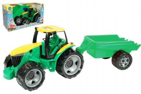 Traktor plast bez lžíce a bagru s vozíkem v krabici 71x35x29cm