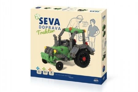 Stavebnice Seva Doprava Traktor plast 384 dílků v krabici 35x33x5cm 5+