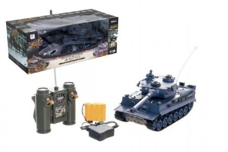 Tank RC plast 33cm TIGER I 27MHz na baterie+dobíjecí pack se zvukem a světlem v krabici 40