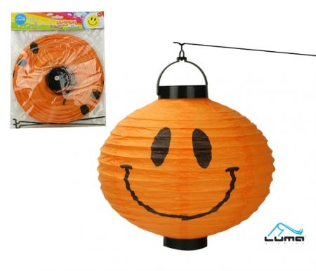 Lampion svítící 25cm kulatý SMILE baterie