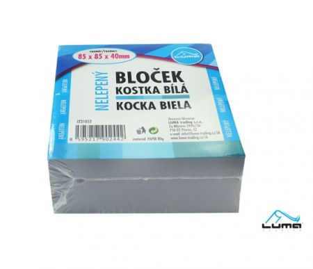 Bloček KOSTKA bílá 85 x 85 x40mm, nelepená