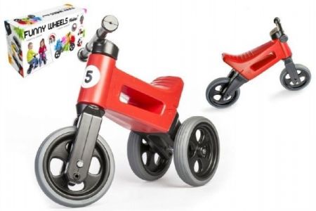 Odrážedlo červené FUNNY WHEELS 2v1 výška sedadla nastavitelná 28/31cm nosnost 50kg 18m+ v 