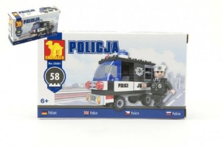 Stavebnice Dromader Policie Auto 23201 58ks v krabičce 17x10x4,5cm