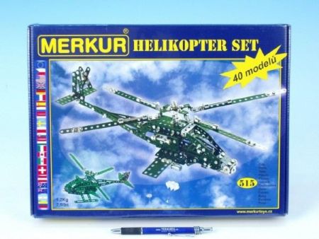 Stavebnice MERKUR Helikopter Set 40 modelů 515ks v krabici 36x27x5,5cm