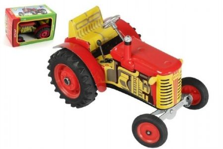 Traktor Zetor červený na klíček kov 14cm 1:25 v krabičce Kovap