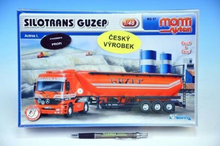 Stavebnice Monti 57 Silotrans Guzep Actros L-MB 1:48 v krabici 32x20,5x7,5cm