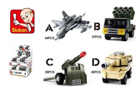Kostky/stavebnice vojenská technika 37-45ks, 4druhy (SLUBAN)