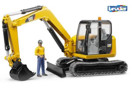 BRUDER 02466 (2466) Pásový minibagr Caterpillar s figurkou stavebního dělníka