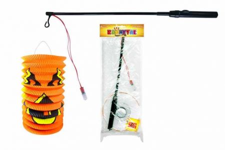 Lampion HALLOWEEN se svítící hůkou, 15cm (halloweenský-karnevalový-doplněk)