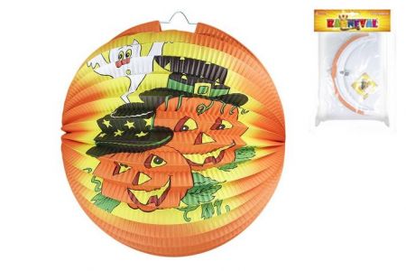 Lampion koule Halloween oranžový 25cm