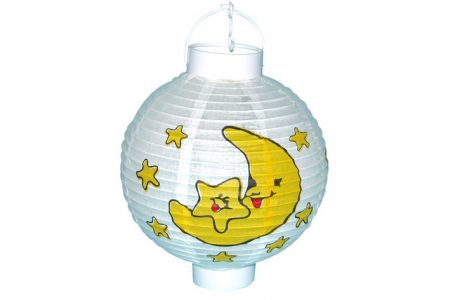 Lampion elektrický koule 17cm Měsíc a hvězdy 