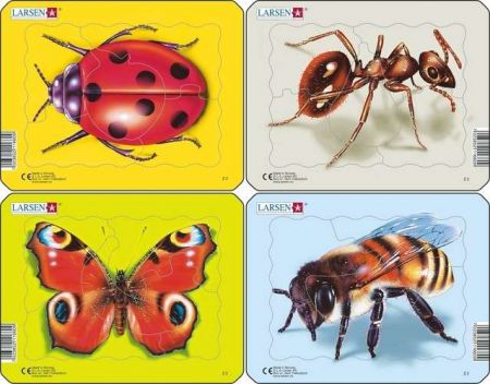 Puzzle beruška, motýl, mravenec, včela 5 dílků