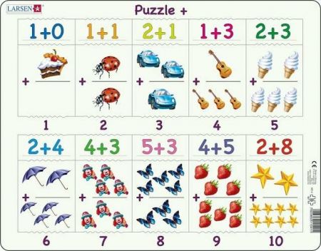 Puzzle Sčítání s obrázky a čísly 20 dílků