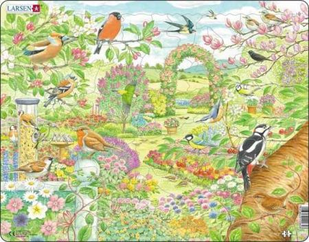 Puzzle Ptáčkové a květiny na zahradě 60 dílků