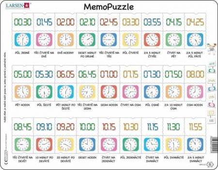 Puzzle Memo - čas slovy, digitálně, ciferník 54 dílků