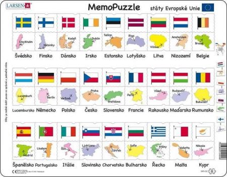 Puzzle Memo - státy,hlavní města,vlajky 54 dílků