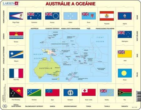 Puzzle Mapa Austrálie a Oceánie + vlajky 35 dílků