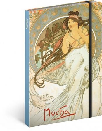 Notes Alfons Mucha – Hudba, linkovaný, 13 × 21 cm