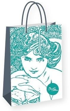 Dárková taška Alfons Mucha – Emerald, Fresh Colletion, střední