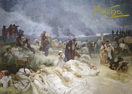 Pohled Alfons Mucha Slovanská epopej – Petr Chelčický, krátký