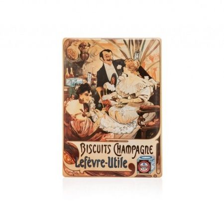 Cedule Alfons Mucha – Biscuits Champagne Lefevre, 15 x 21 cm