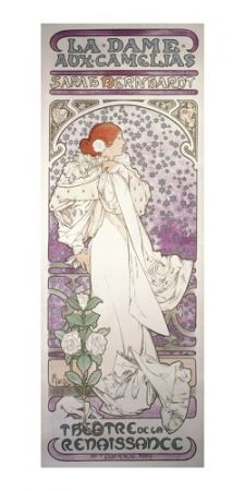 Pohled Alfons Mucha – La Dame aux Camélias pohled - dlouhý