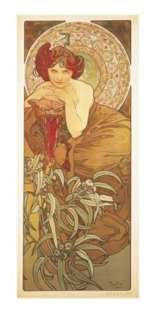 Pohled Alfons Mucha – Emerald, dlouhý 