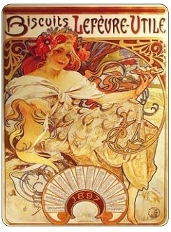 Cedule Alfons Mucha –  Biscuits, 30 x 40 cm