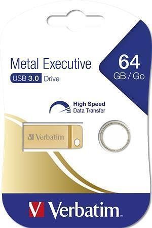 USB flash disk &quot;Executive Metal&quot;, zlatá, 64GB, USB 3.0, VERBATIM