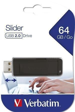 64GB USB Flash 2.0 &quot;Slider&quot;, VERBATIM, černý