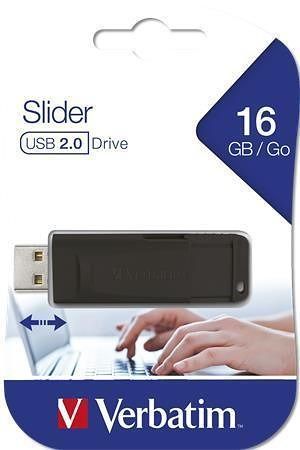 16GB USB Flash 2.0 &quot;Slider&quot;, VERBATIM, černý