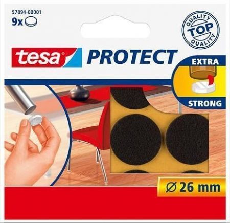 Samolepicí podložky &quot;Protect® 57894&quot;, hnědá, plsť, 26 mm, TESA