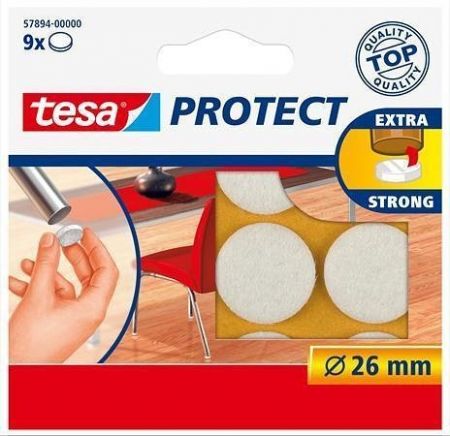 Samolepicí podložky &quot;Protect® 57894&quot;, bílá, plsť, 26 mm, TESA