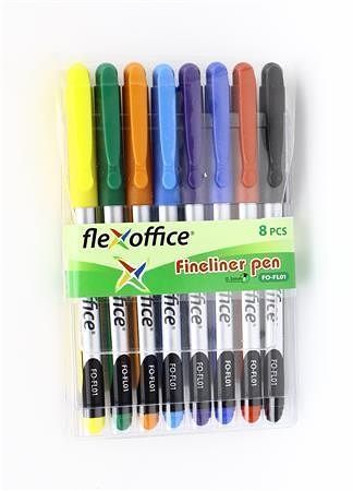 Liner &quot;FL01&quot;, sada, 8 barev, 0,3 mm, FLEXOFFICE