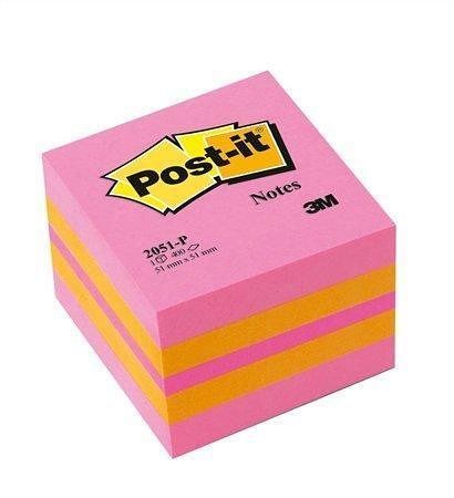 Samolepicí bloček, pink, 51x51 mm, 400 listů, 3M POSTIT