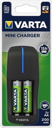 Battery charger, AA/AAA, 2x2100 mAh AA, VARTA &quot;Mini&quot;