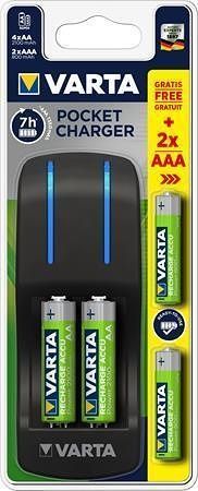 Battery charger, AA/AAA, 4x2100 mAh AA+ 2x 800 mAh AAA, VARTA &quot;Pocket&quot;